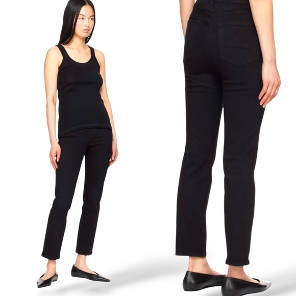 FRAME Le High Straight in Film Noir Jeans Cotton Blend US Sz 31 - Picture 1 of 14